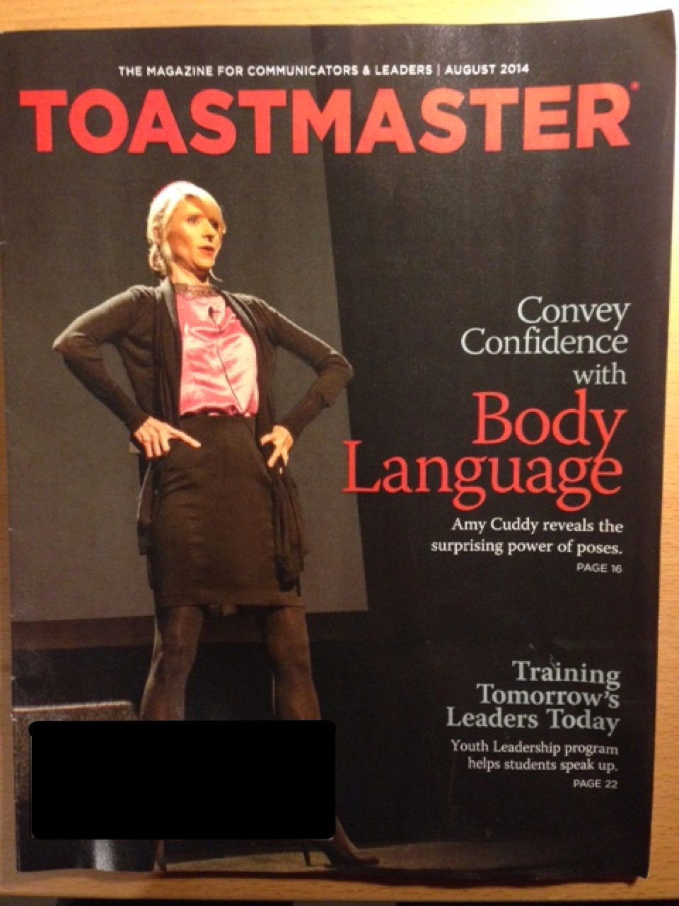 Amy Cuddy on the cover of Toastmaster Magazine